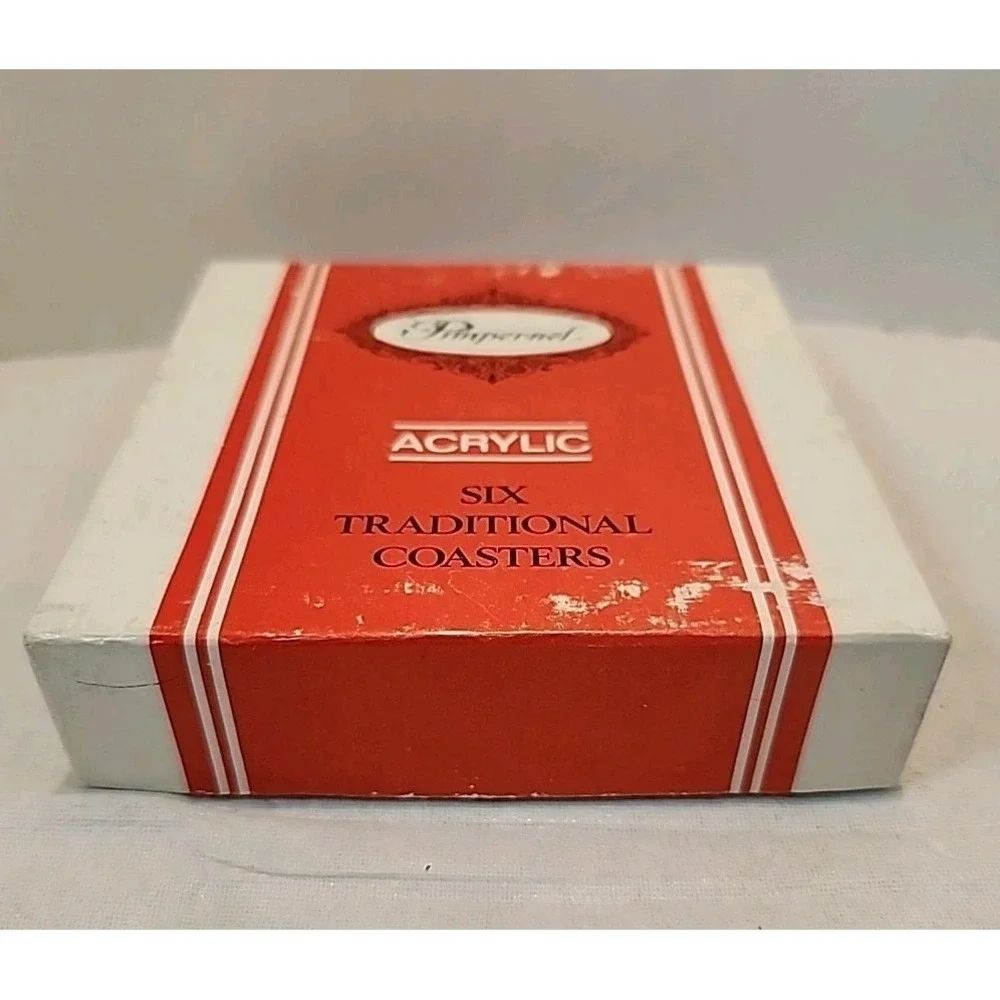 Pimpernel Set of‎ 6 VTG 'Meadow Floral' Design Cork Back Coasters W/Original Box